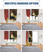 Tie Up Curtains for Windows, Chicken Sunflowers Adjustable Balloon Nature Linen Textured Kitchen Curtain, Farmhouse Animals Red Barn Bees Room Darkening Curtains for Glass Door, 42 x 45 in