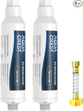 AQUA CREST RV Inline Hose Water Filter, Garden and Camper, NSF Certified, Greatly Reduces Chlorine, Bad Taste, Odor, 2 Pack with Hose Protector (Package May Vary)