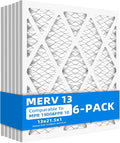 (6 Pack) 13x21 1/2x1 Air Filter, MPR 1900 & FPR 10, MERV 13 Pleated Air Filter (Actual Size: 12.88x21.5x0.75 inch)