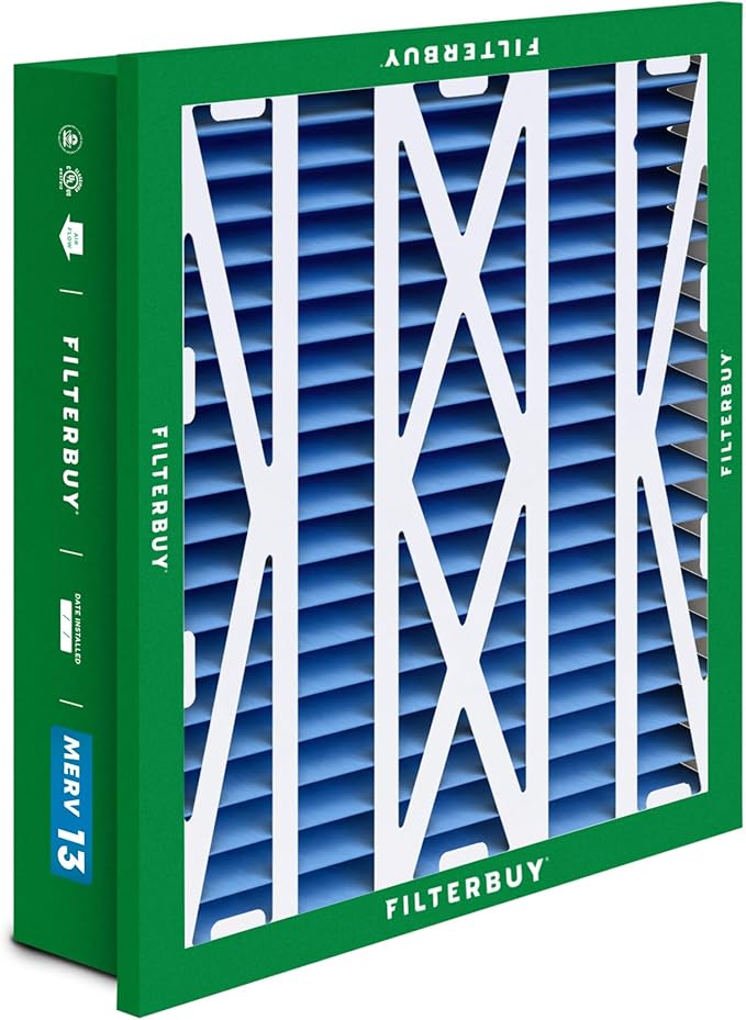 Filterbuy 20x20x5 Air Filter MERV 13 Optimal Smoke & Allergy Defense (1-Pack), Electrostatic Pleated HVAC AC Furnace Filters for Honeywell Return Grille FC40R1003 (Actual Size: 18.38 x 18.38 x 3.69)