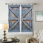 Farmhouse Wood Grain Bathroom Curtains 63 Inch Length, Window Curtains Tab Top, Vintage Country Barn Gate Textured Light Filtering Window Treatments Drapes 52"x63" 2 Panel