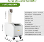 Ultrasonic Industrial Agricultural Humidifer Commercial Humidifier for Plants Large Volume (3kg/H) Automatic Mist Cooling Sprayer 160M³/H Airflow for Warehouse Greenhouse Garden Industrial