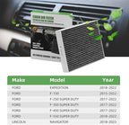 CF12150 Cabin Air Filter With Activated Carbon Compatible with 2015 2016 2017 2018 2019 2020 2021 2022 F150 Accessories 2017-2022 F250 F350 Super Duty Expedition Lincoln Navigator Air Filters (3 Pack)