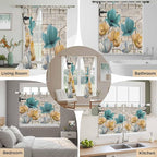 Watercolor Flowers Living Room Curtains 84 Inch Length, Window Curtains Tab Top, Vintage Tulips Floral Barn Doors Wood Grain Light Filtering Window Treatments Drapes 52"x84" 2 Panel