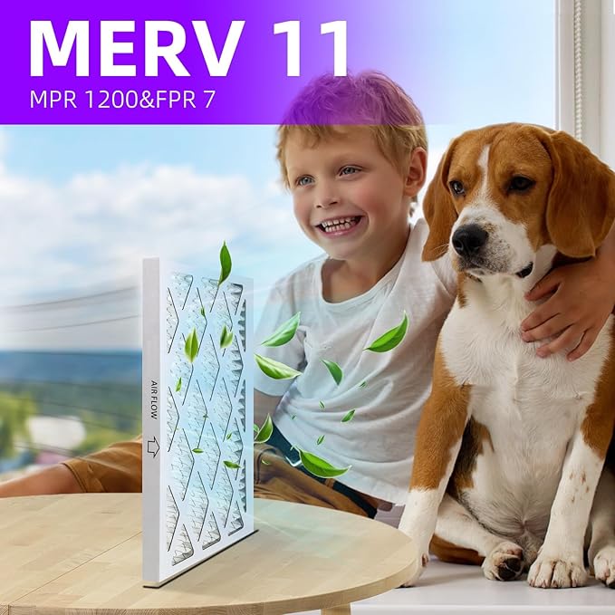 10x30x1 MERV 11 (6-Pack) Pleated Air Filter (Actual Size: 9.75x29.75x0.75") MPR 1200 & FPR 7, Furnace Air Filters,10x30x1 air filter