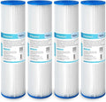 Membrane Solutions 20 Micron Pleated Polyester Sediment Water Filter 10"x2.5" Replacement Cartridge Universal Whole House Pre-Filter Compatible with W50PE, WFPFC3002, SPC-25-1050, FM-50-975 - 4 Pack