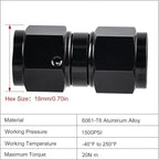 EVIL ENERGY 6AN Female to 6AN Female Straight Swivel Coupler Union Fitting Adapter Aluminum Black 2PCS