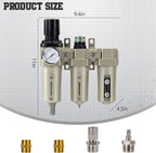 Upgraded 1/2" NPT Industrial Air Dryer for Compressor, 3 Stage Air Compressor Water Separator System, Particulate Filter, Coalescing Filter, Desiccant Dryer & Air Regulator,Auto Drain