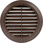 Brown 4" Inch Round Ventilation Grille with Insect mesh. (Duct 4Ø / Grille 5Ø) Ventilation Applications. Indoor and Outdoor Vent Cover. Available 3 Sizes / 4 Colors.