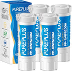 PUREPLUS XWF(NOT XWFE, NO Chips) Replacement for GE WR17X30702, GBE21, GDE21, GDE25, GFE24, GFE26, GNE21, GNE25, GNE27, GWE19, GYE18, CFE26 French Door & Side by Side Refrigerator Water Filter, 4Pack
