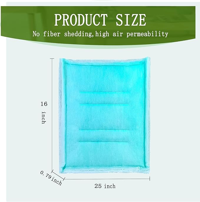 AUC Paint Booth Tacky Intake Filter Pad Series 55, 16" x 25" (20/case) Spray Booth Intake Filter with Internal Wire Support Frame
