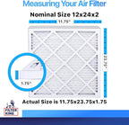 Filter King 12x24x2 Air Filter | 5-PACK | MERV 8 HVAC Pleated A/C Furnace Filters | MADE IN USA | Actual Size: 11.75 x 23.75 x 1.75"