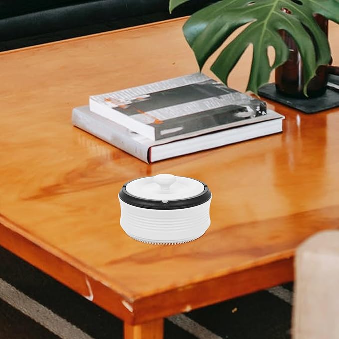ARTIBETTER Smart Ashtray for Home and Office, Ivory White Rechargeable Auto Ash Holder with Smoke Extraction, Portable Indoor and Car Use Smoke Cleaner