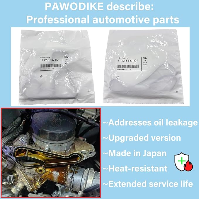 OEM Parts 2pcs, N55 N54 N52 N51 N20 Engine Oil Filter Housing Gasket kit, Cooler Seal Gaskets, for 2002-2021 BMW 1 2 3 4 5 6 7 Series X1 X3 X4 X5 X6 Z4 Original Sealing, 11428637820 11428637821