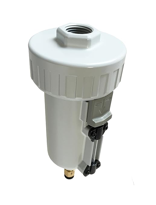 PneumaticPlus SAD402-N04D-MEP Compressed Air, External Water Trap Valve with Automatic Drain 1/2" NPT - Metal Bowl Sight Glass, 10 Micron