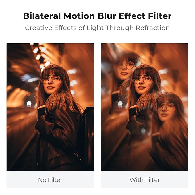 K&F CONCEPT 82mm Bilateral Blur Ghost Motion Filter Super Speed Effects for Camera Lens Clear Optical Glass with Cleaning Cloth