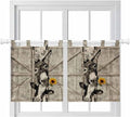Funny Farm Animals Kitchen Curtains 24 Inch Length, Small Window Curtains Tab Top, Vintage Barn Brown Sunflowers Light Filtering Short Window Treatments Tier Drapes 27.5"x24" 2 Panel