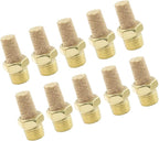 10 Pack 1/8" Male Thread Pneumatic Brass Exhaust Muffler Filter Air Pneumatic Mufflers Air Line Fitting Hex Sintered Silencer