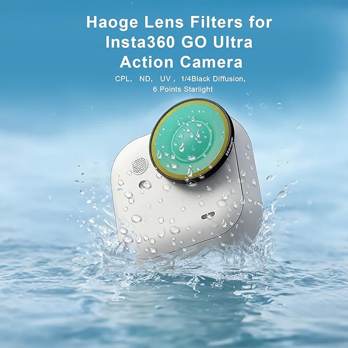 Haoge Filters Set for Insta360 GO Ultra,Includes CPL,ND8,UV,and Screen Protector,Multi-Coated Optical Glass,Filter kit Vlog Video Accessory