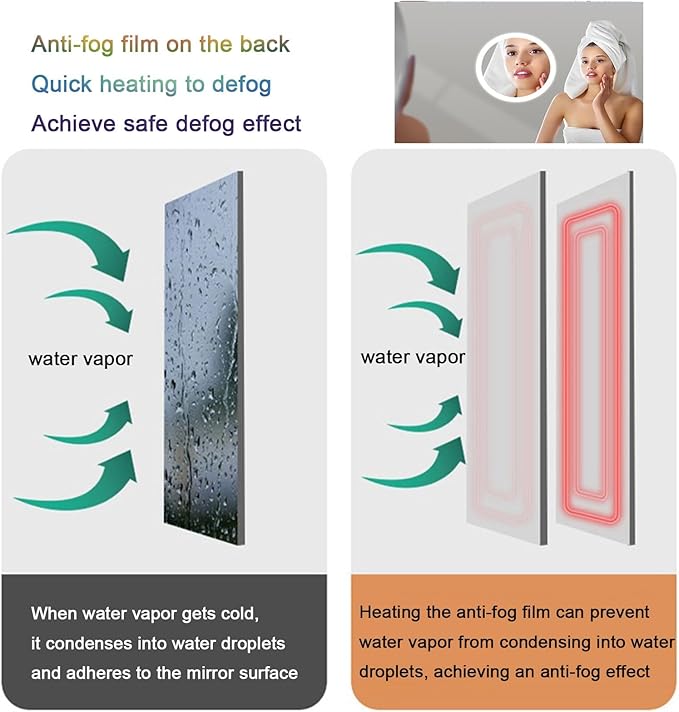 Smart Illuminated LED Bathroom Mirror，Bathroom Mirror with LED Lights，Energy-Saving LED Smart Mirrors，LED Mirror for Bathroom，with Demister Pad and Smart Touch Switch(H50*W70cm/H19.7*W27.6IN)
