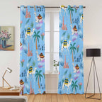 2 Panel Kitchen Cafe Curtains, Desert Landscape Sunlight Filtering Nature Air Through, Window Decor Tier Curtains for Living Room 104W x 90L inch Cute Camels Palm Trees Houses Leaves Blue