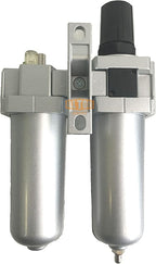 3/4" NPT HEAVY DUTY Compressed Air In Line Filter Regulator Lubricator Oiler Combo Piggyback, Metal Bowl, 5 Micron Element, Adjustable From 7 to 215 PSI (MANUAL DRAIN)