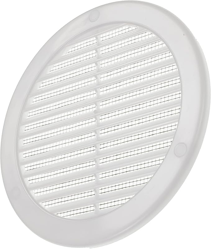 Vent Systems 6" Inch (Opening Dimensions) - Pack of 2 - White Soffit Vent Cover - Plastic Round Air Vent Grille - Built-in Mesh Screen - HVAC Register Louver for Bathroom, Home, Kitchen