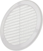 Vent Systems 6" Inch (Opening Dimensions) White Soffit Vent Cover - Plastic Round Air Vent Grille - Built-in Mesh Screen - HVAC Register Louver for Bathroom, Home, Kitchen