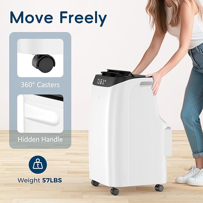 12000 BTU Portable Air Conditioners Cools Up to 500 Sq.Ft, Portable AC Unit with Cool, Dry, Fan Modes, Standing AC Unit with Remote Control and Installation Kit