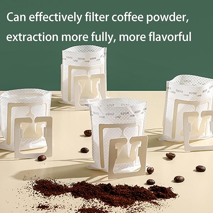 SZLYTYUN 50PCS Portable Coffee Filter Paper Hanging Ear Drip Coffee Single Drinker Disposable Drip Coffee Filter Bags Suitable for Home, Office, Travel and Camping