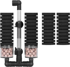 AQUANEAT Aquarium Air Powered Sponge Filter with Ceramic Media Balls, for Betta Fry Shrimp Fish Tank, with 2 Spare Sponges, up to 40Gal