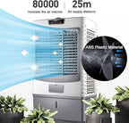 Portable Evaporative Air Cooler with 4 Wheels, Large Water Tank, Wide Oscillation, Multiple Speeds for Large Room Cooling