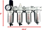 4 STAGE HIGH DUTY INDUSTRIAL GRADE ULTRA CLEAN FILTER REGULATOR COALESCING DESICCANT DRYERS SYSTEM FOR COMPRESSED AIR LINES METAL BOWLS GREAT FOR PAINT SPRAY AND PLASMA CUTTER (1/2"NPT MANUAL DRAIN)