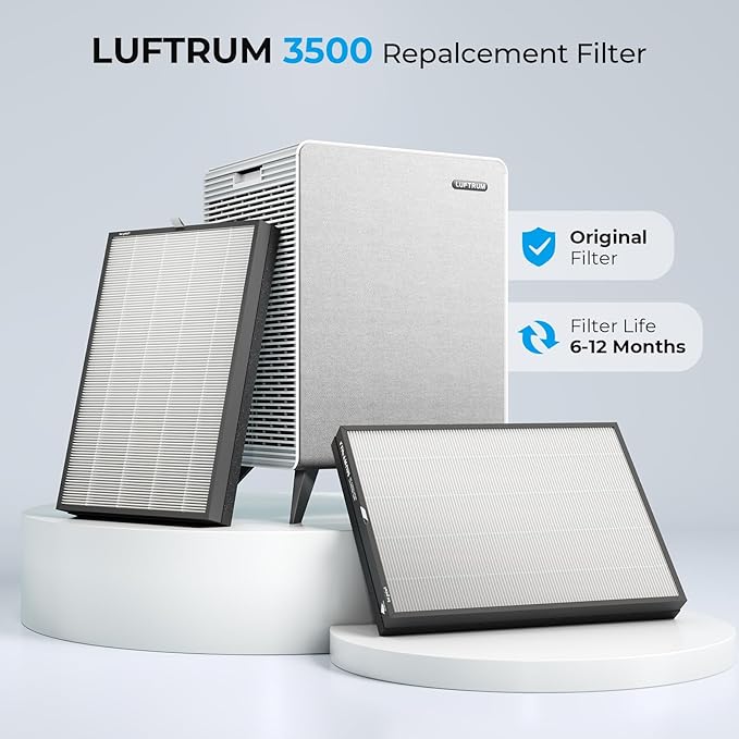 C3500 and C3500 WIFI Air Purifier Original Replacement Filter Set, 1 Ture HEPA Filter and 1 Activated Carbon Filter (1 Pack-2 Filters)