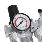 Air Filter Pressure Regulator 1/4 Inch, Compressed Air Line Filter with Dial Gauge, Aluminum Alloy and PC Oil Water Separator for Pneumatic Tools Airbrushing