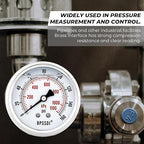 0-200 Psi Glycerin Liquid Filled Low Pressure Gauge, 2.5" Dial Size, 1/4" G Back Mount, 304 Stainless Steel Case, for Water Pipe, HVAC, Water Oil Air Pressure Test