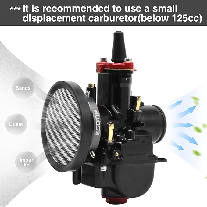 Carburetor Carb Velocity Stack Air Filter Cleaner Modified Trumpet Aluminum Alloy with Sponge Filter Steel Mesh for PWK 21-30mm Short Fast Intake Suggest for Small Displacement (Titan, 50mm)
