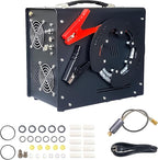 Pcp Air Compressor,Built-in Converter/Water-Oil Filter,Auto Stop,Oil/Water Free,Unique Vertical+Wire Spool Portable Design,Powered by Car 12V DC or Home 110V AC for Paintball/Scuba Tank