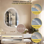 LUVODI Lighted LED Bathroom Mirror: 36”x28”Irregular Stone Pattern Frosted Wall Vanity Mirror with Bright Back Lit - Modern Dimmable Smart Mirror Anti Fog with Touch Switch Sensor for Restroom Bedroom