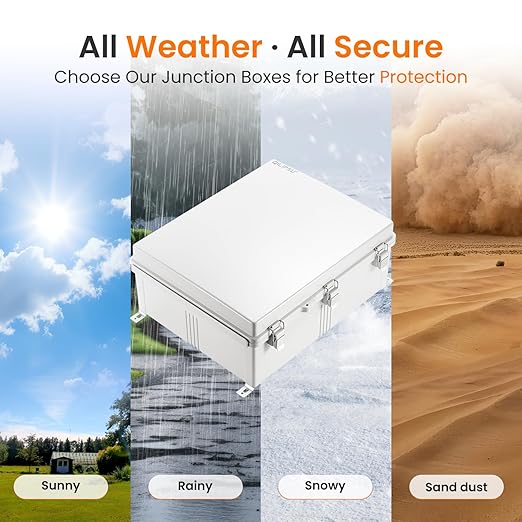 QILIPSU Waterproof Junction Box IP67 Outdoor Plastic Electrical Project Enclosure Weatherproof with Inner Door, Mounting Plate, Wall Brackets, Hinged Grey Cover 20"x16.1"x7.9" -D