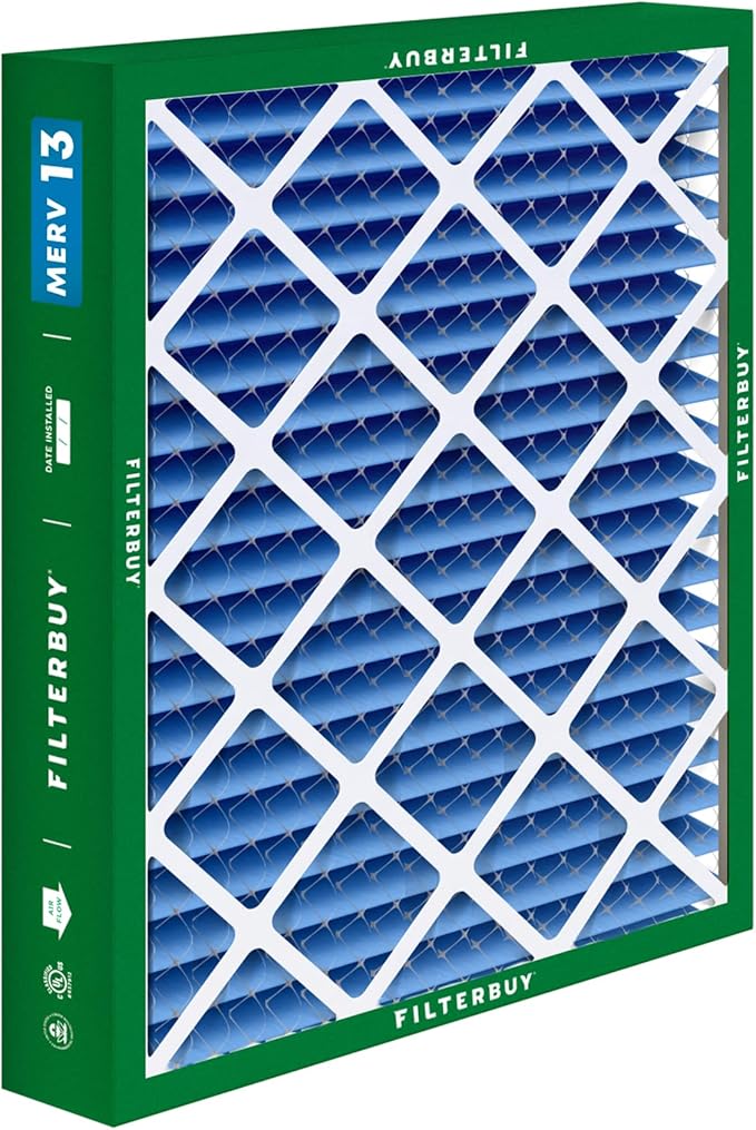 Filterbuy 20x20x5 Air Filter MERV 13 Optimal Smoke & Allergy Defense (3-Pack), Pleated HVAC AC Furnace Filters for Honeywell FC100A1011, Lennox X0585, and More (Actual Size: 19.63 x 19.88 x 4.38)