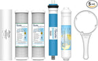 ERO 5 pc Reverse Osmosis Filters Yearly Set, 5 Stage Reverse Osmosis Water Filter, Under Sink RO Water Filtration System Kit, Compatible with Most 10" RO System, Water Filter Wrench Included