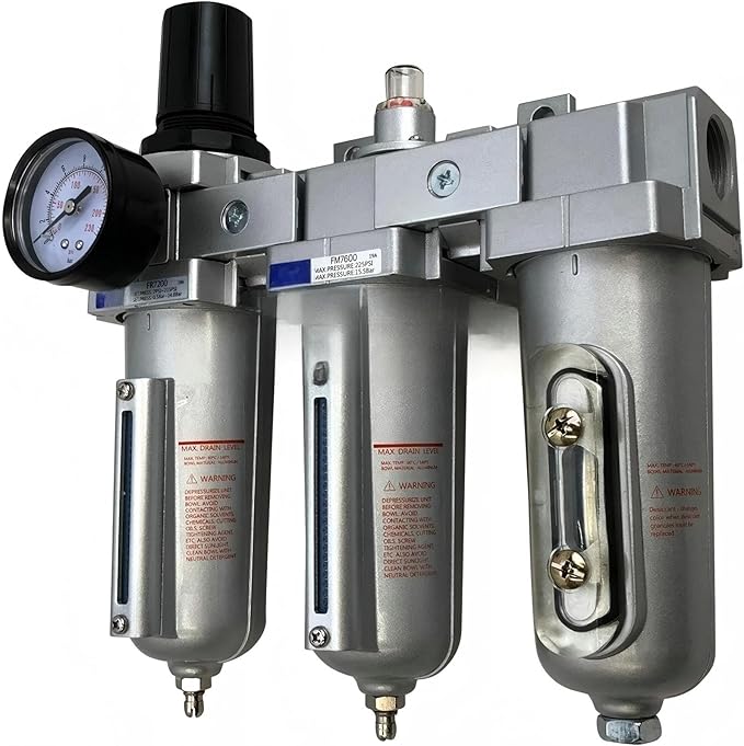 1/2" NPT Heavy Duty Compressed Air Filter Regulator Coalescing Dsiccant Dryer System - 225 PSI Max Input - Adjusts 7 TO 215 PSI - With Wall Mounting Bracket And Manual Drain