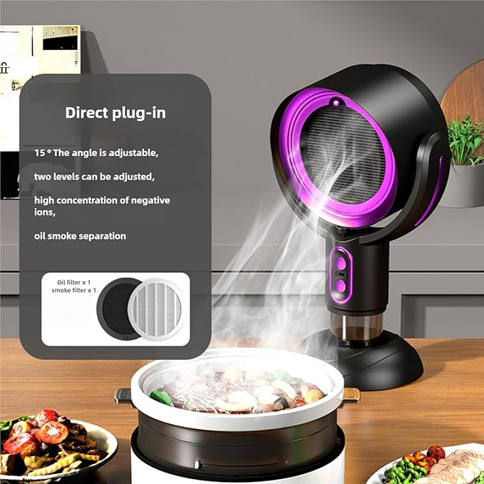 Smoke Buddy – Smoke Purifier for Smoking Indoors, Portable Rechargeable Smoke Fan for Smoking Indoors with Removable Washable Filter – Eliminates Smoke & Odors for BBQ & Hot Pot (purple,Plug-in)