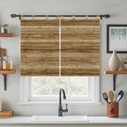Vintage Western Bedroom Curtains 63 Inch Length, Window Curtains Tab Top, Rustic Farmhouse Wooden Grain Barn Door Light Filtering Window Treatments Drapes 42"x63" 2 Panel