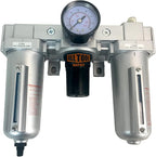 1/2" NPT HEAVY DUTY Compressed Air In Line Filter Regulator Lubricator Oiler Combo, Metal Bowl, 5 Micron Element, Adjustable From 7 to 175 PSI (AUTO DRAIN)