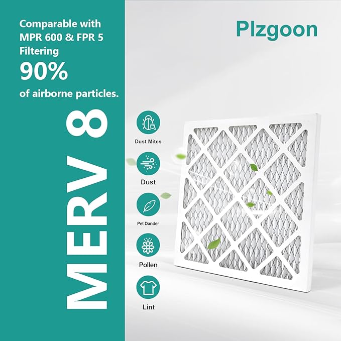 14x14x1 Air Filter MERV 8 (4 Pack) MPR 600 Pleated Air Conditioner HVAC AC Furnace Air Filters Air Cleaning Filter for Home Dust Lint (Exact Dimensions: 13 3/4x13 3/4x3/4 Inches)