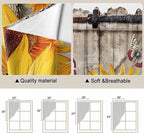 Sunflowers Swag Valances for Windows, Retro Flower Barn Doors Butterfly Farmhouse Brown Rod Pocket Kitchen Curtains Valance, Small Window Curtains Swag for Cafe Living Room, 2 Panels, 36x36 inch