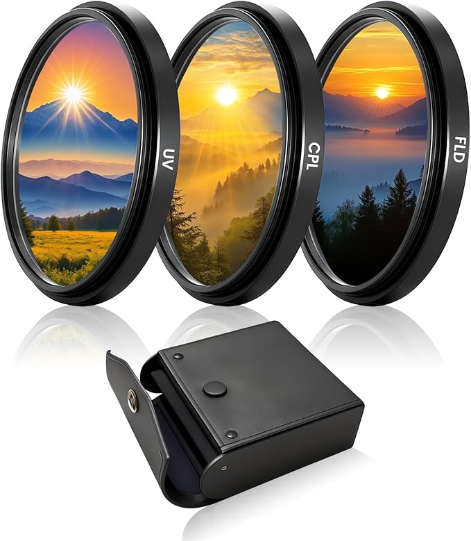 77mm UV-CPL-FLD Lens Filter Kit 3 Piece, Multi-Coated Optical Camera Filters Set UV Block + Circular Polarizing + Fluorescent Filter with Durable Storage Case for DSLR Mirrorless