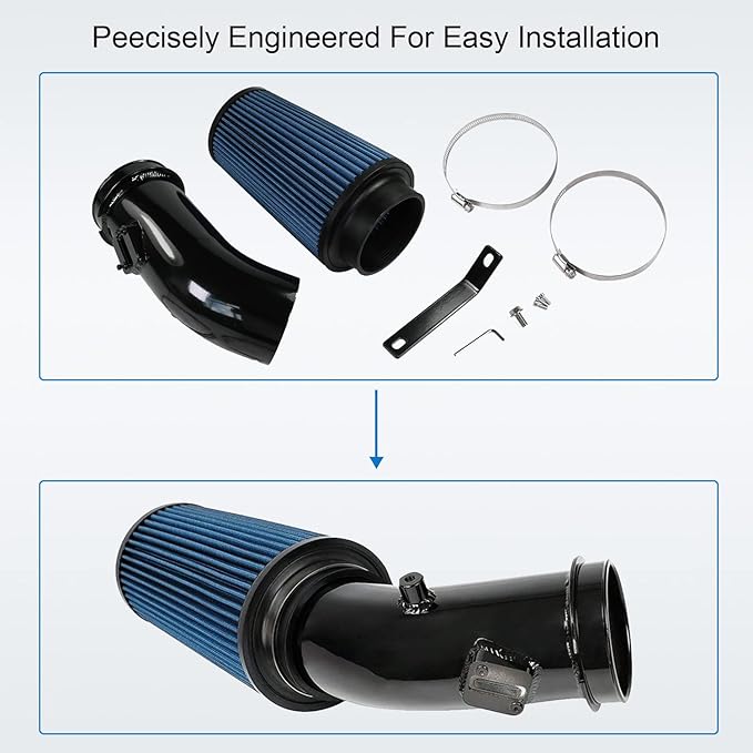 4" Cold Air Intake Pipe Kit with Oiled Filter, Filter System Replacement for 2011-2016 Ford Power stroke Diesel Engine 6.7L, F-250 F-350 F-450 Super Duty 6.7L Diesel (2011 2012 2013 2014 2015 2016)